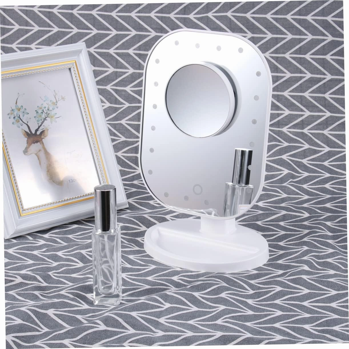 Mipcase Magnifying Led Makeup Mirror USB Powered Cosmetic Beauty Mirror Light Bulbs Touch Sensor and Design for Details White