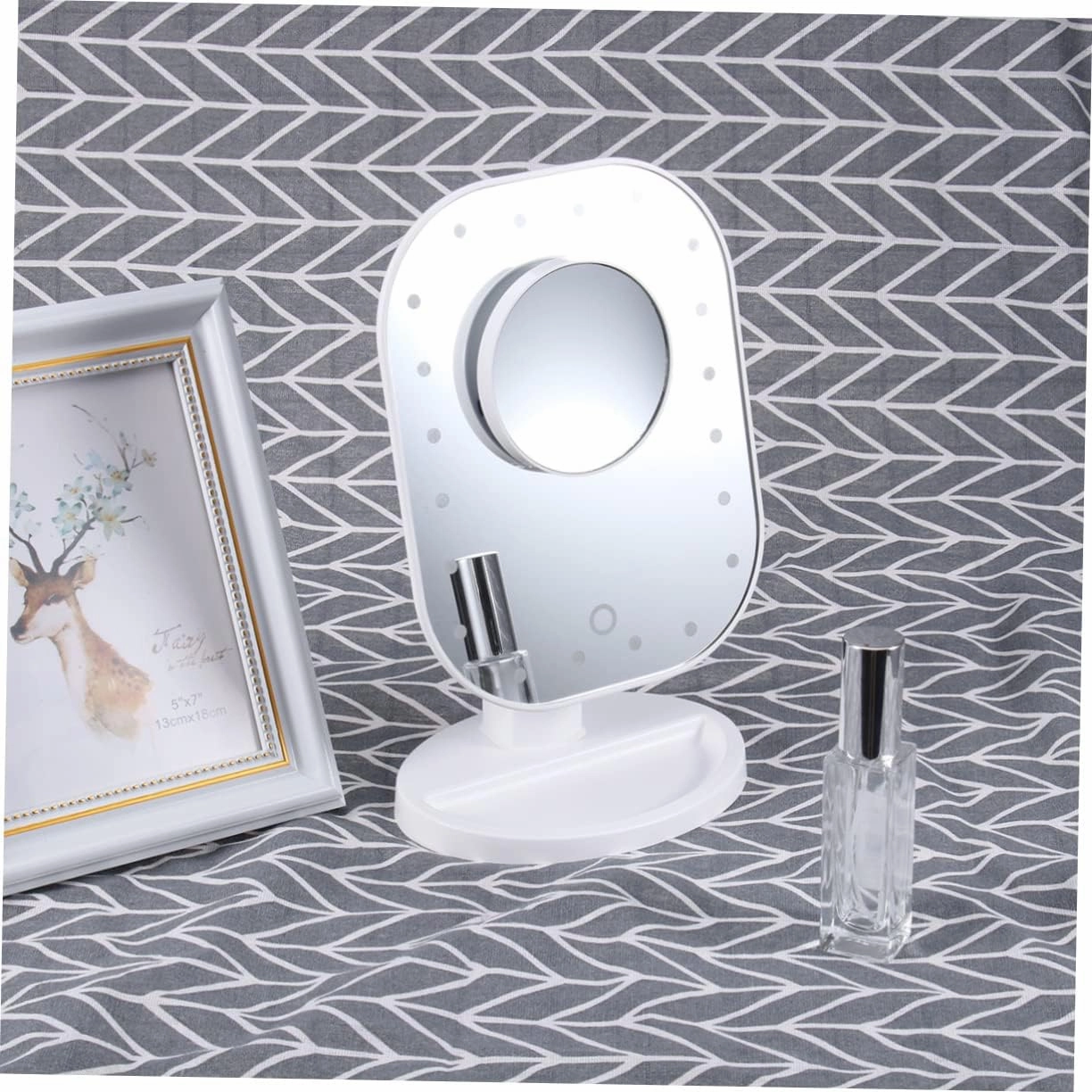 Mipcase Magnifying Led Makeup Mirror USB Powered Cosmetic Beauty Mirror Light Bulbs Touch Sensor and Design for Details White