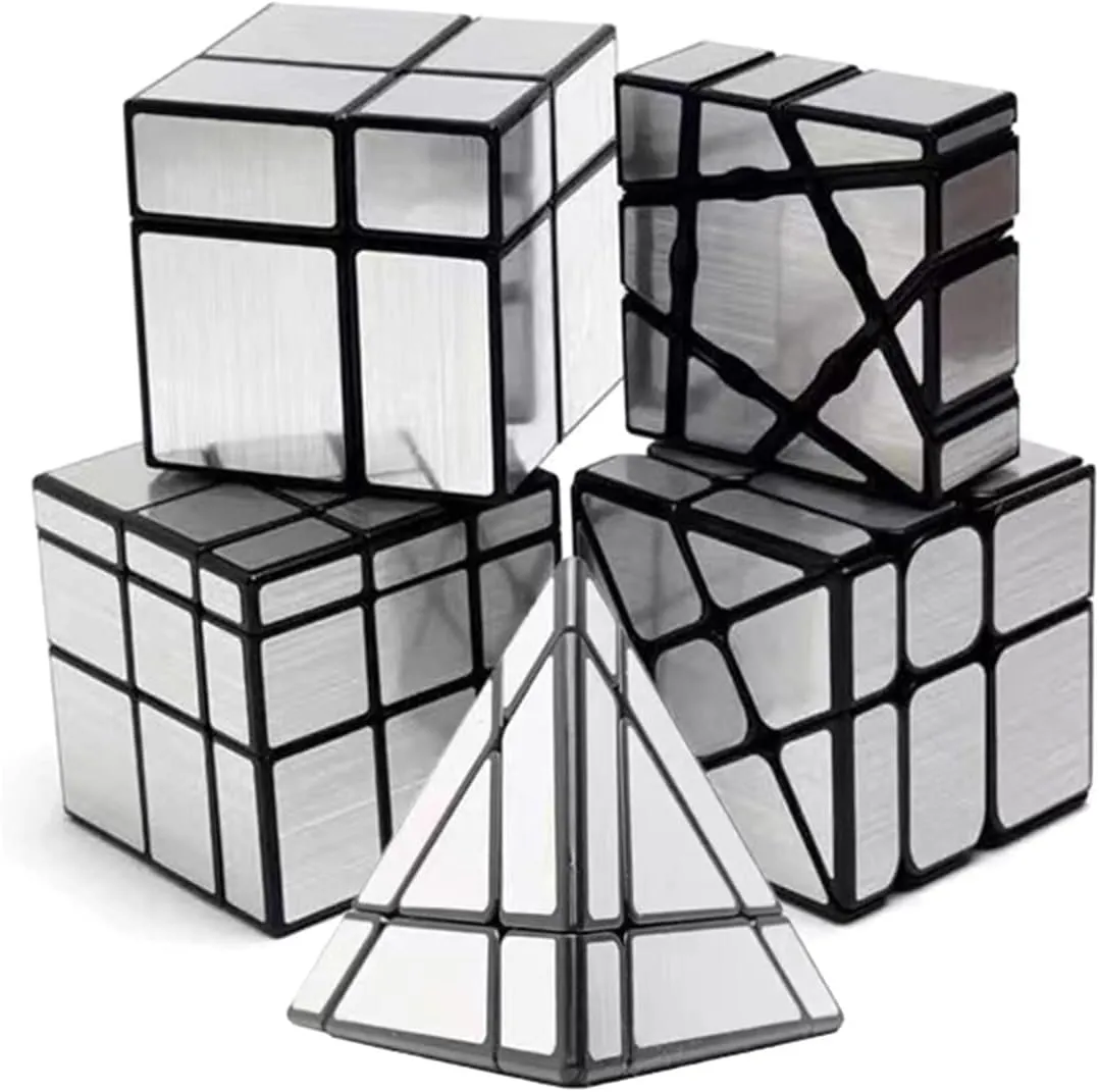 Mirror Cube Set, Mirror Cube Bundle of 1×3×3 Floppy Cube 2×2 Speed Cube 3×3 Windmill Magic Cube 3×3 Mirror Cube and Magic Tower Cube Smooth Cube Brain Teasers Puzzles Collection 5 Pack