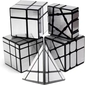 Mirror Cube Set, Mirror Cube Bundle of 1×3×3 Floppy Cube 2×2 Speed Cube 3×3 Windmill Magic Cube 3×3 Mirror Cube and Magic Tower Cube Smooth Cube Brain Teasers Puzzles Collection 5 Pack