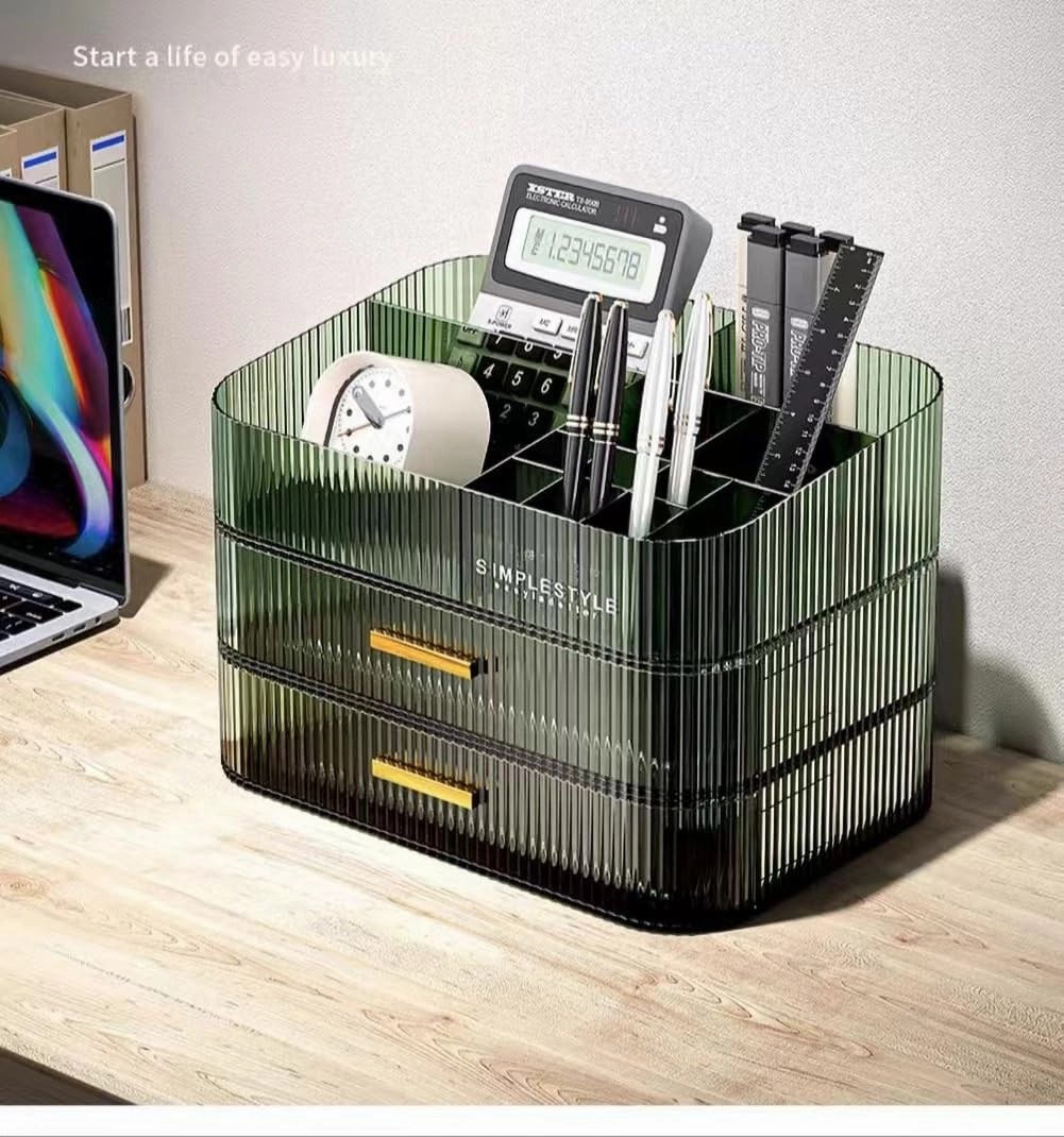 MIUOPUR Makeup Organizer with Stackable Drawers, Bathroom Vanity Organizers and Storage, Ideal for Desk and Dresser Countertops, Great for Cosmetics, skincare, Lipsticks, Nail Care -Green