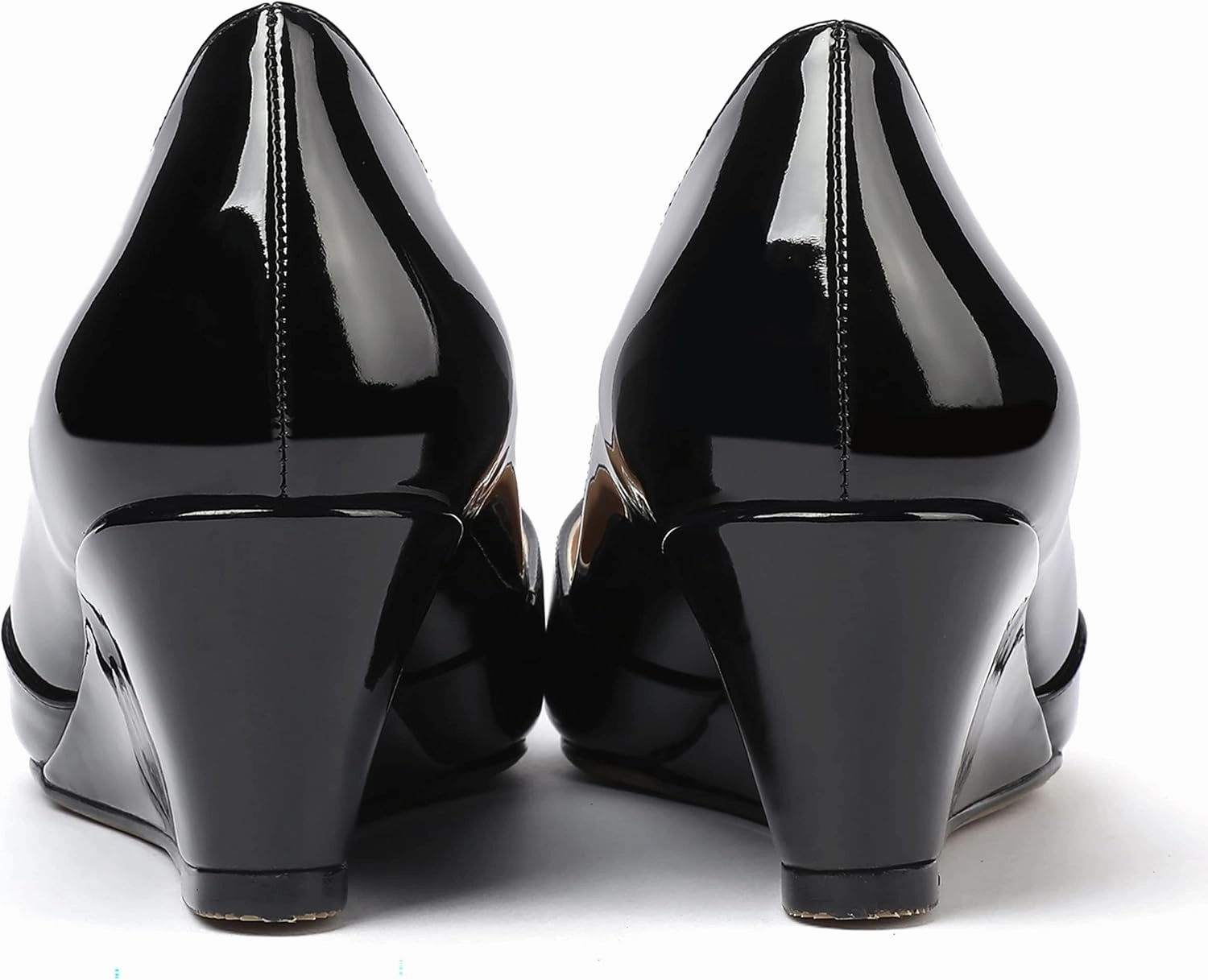 MODENCOCO Women's Slip On Professional Office Pointed Toe Patent Wedge Low Heel Pumps Shoes 2 Inch