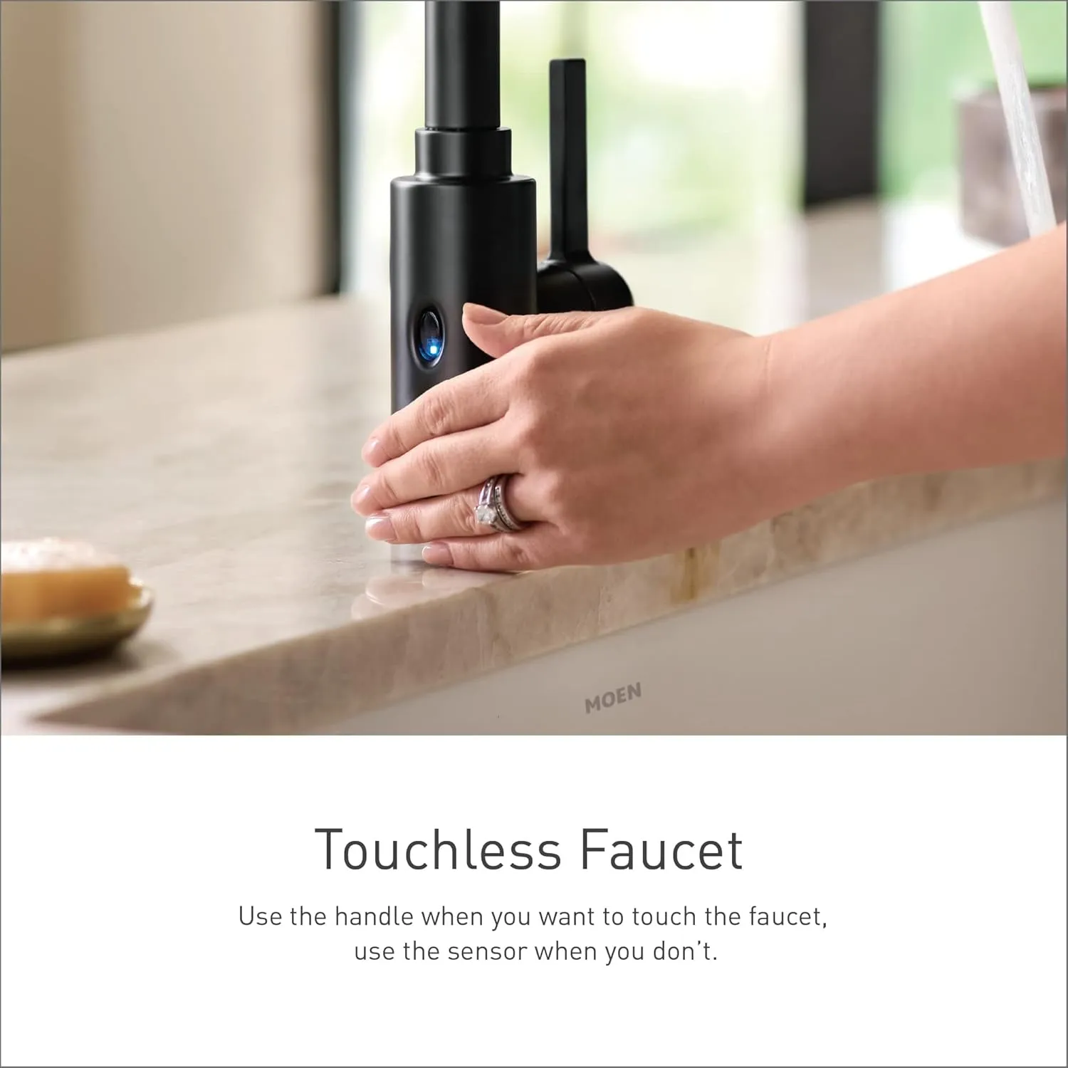 Moen Haelyn Spot Resist Stainless Touchless Single-Handle Pulldown Sprayer Kitchen Faucet with Soap Dispenser, Features Power Clean for a Faster Wash, 87627EWSRS