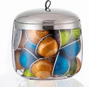 MOLFUJ Coffee Pod Holder, Coffee Pod Storage Compatible with 30 Nespresso Vertuo Pods, Glass K Cup Organizer for Counter, Espresso Capsule Holder for Keurig Kpod