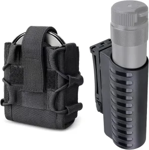 Molle Handcuff Holster With Pepper Spray Holder for MK4, OC Spray Pouch for Duty Belt, Fits Asp/Hinged Handcuffs With Quick Draw Belt Clip