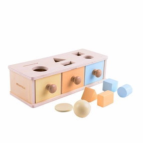 Montessori 3 in 1 Object Permanence Box Coin Box Shape Sorter for 8 Months up Baby Wooden Toy for Boy Girls Christmas Birthday Gift