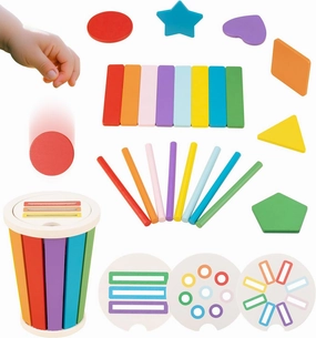 Montessori Toys for 1 Year Old – Wooden Shape Sorter & Stacking Toy for Toddlers 1-3, Sensory Toys for Kids with Autism, Fine Motor Skills Educational Toys, Birthday Gifts for 12-18 Months Baby