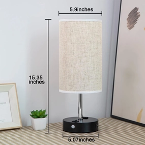 Motion Sensor Lamp, USB Lamp Include Warm White Bulb, Built in USB Port & AC Outlet, Bedside Lamp Idea for Bedroom Retro Cream