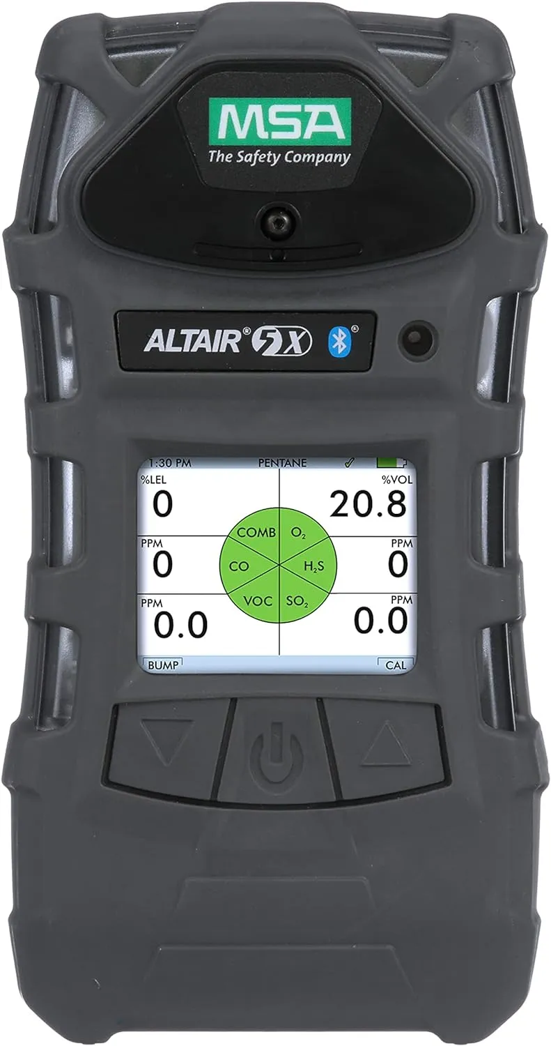 MSA 10116924 ALTAIR 5X Multi-Gas Detector - (O2, CO, H2S), Charcoal Device with Monochrome Display, Portable Gas Monitor, Durable, UL/CSA, Instrument Only