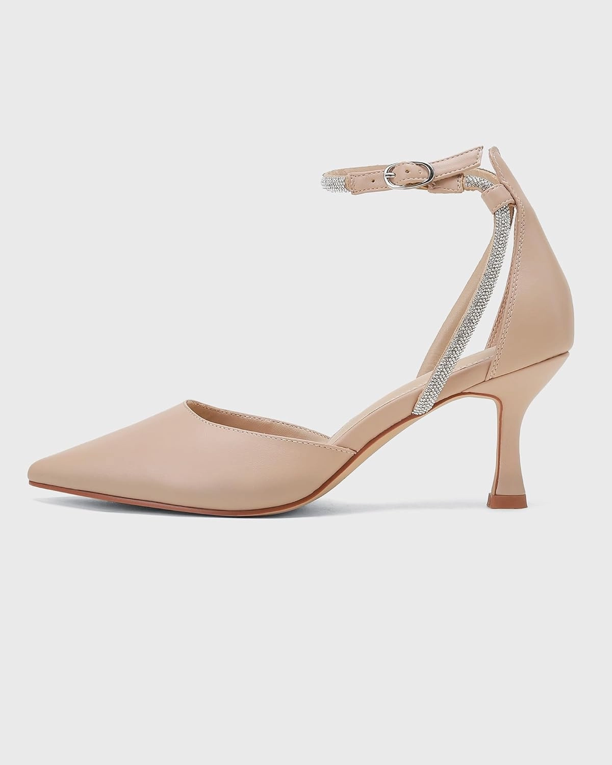 MUCCCUTE Kitten Heels for Women Closed Pointed Toe Heels Rhinestone Ankle Strap Elegant Comfortable Dressy Wedding Party Work Pumps