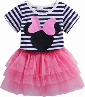 Mud Kingdom Toddler Girls' Cartoon Cute Set T-Shirt and Tutu Skirt Outfit