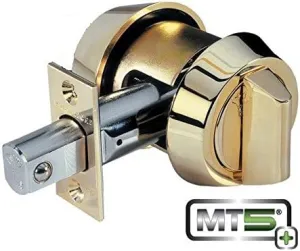 Mul-t-lock MT5  Hercular Single Cylinder deadbolt w/Thumb Turn - Antique Brass