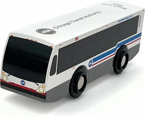 MUNI PALS Munipals MP03_2102 Wooden Chicago CTA Nova LFS Bus Child Safe and Tested Wood Toy CTA Nova Bus