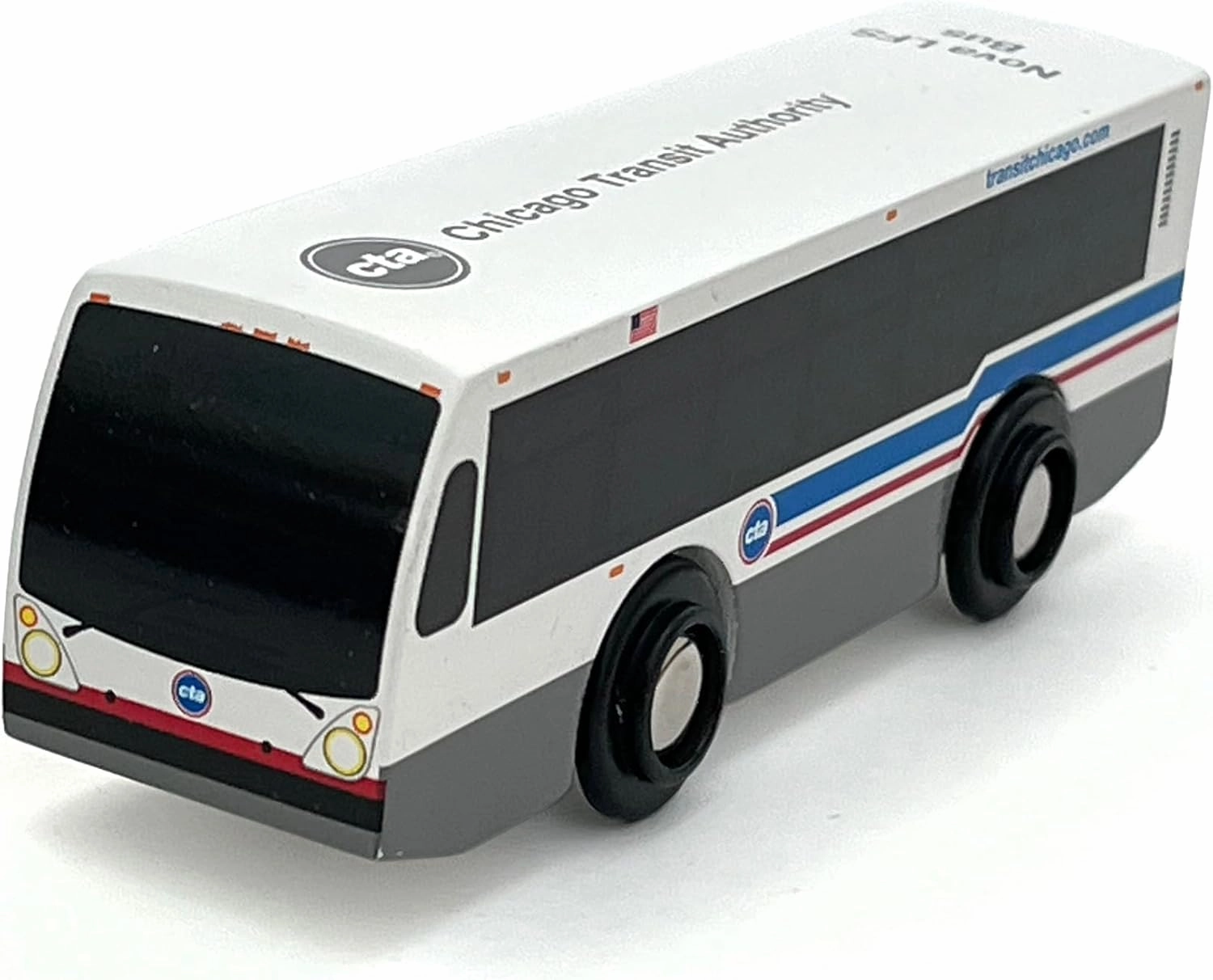 MUNI PALS Munipals MP03_2102 Wooden Chicago CTA Nova LFS Bus Child Safe and Tested Wood Toy CTA Nova Bus
