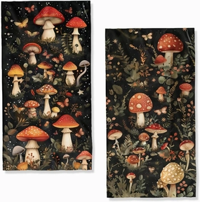 Mushroom Forest Bath Hand Towels Absorbent Vintage Cute Bathroom Kitchen Towels Set of 2 Face Towels for Bathroom Gym Hotel Sport Decor Gifts for Women Man 14"x28"