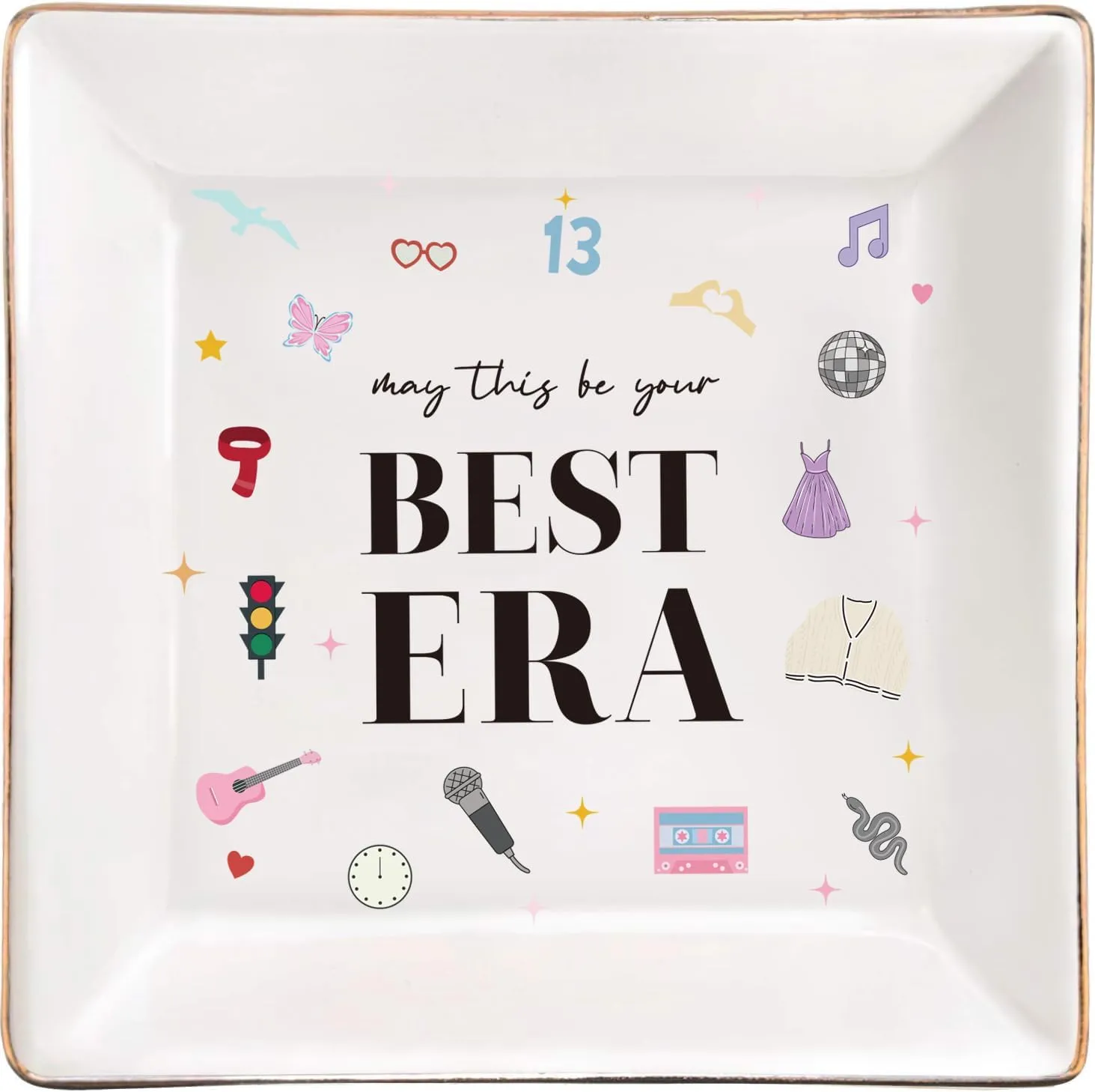 Music Theme Ring Dish,Music Merch for Eras,Music Fans Ceramic Jewelry Tray Friendship Birthday Gift,Jewelry Tray Ring dish - Music gift for Girls Women Jewelry Dish for Rings