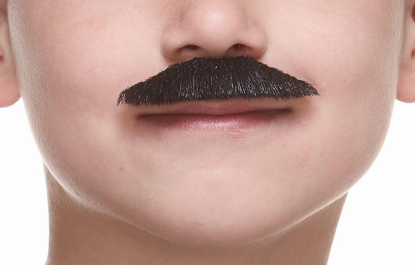 Mustaches Self Adhesive Policeman Fake Mustache for Kids, Novelty, Small False Facial Hair, Costume Accessory for Children, Black Lustrous Color