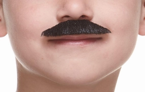 Mustaches Self Adhesive Policeman Fake Mustache for Kids, Novelty, Small False Facial Hair, Costume Accessory for Children, Black Lustrous Color