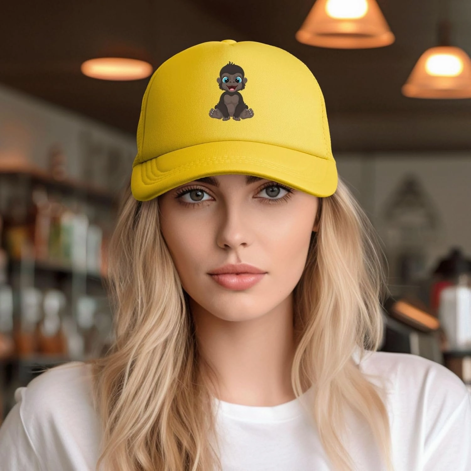 Naughty Little Monkey Baseball Cap for Men Women Adjustable Mesh Trucker Hat Golf Ball Caps