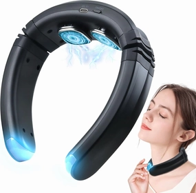 Neck Massager with Heat, Electric Neck Massager, Neck Massager for Pain Relief Deep Tissue, 9 Modes 50 Intensities, EMS Neck Massager for Home Office Car Travel（Black） FSA HSA Approved Products Only