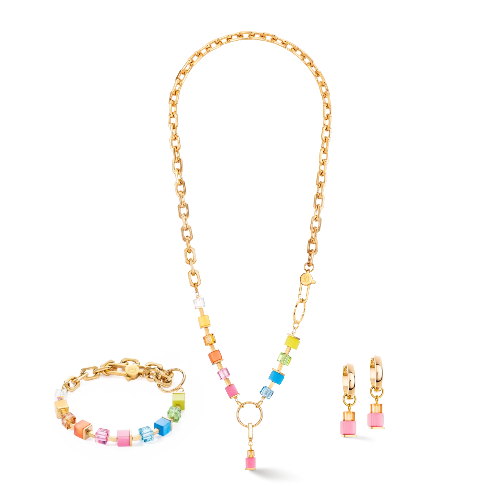Necklace Cube Fusion Charm gold-rainbow