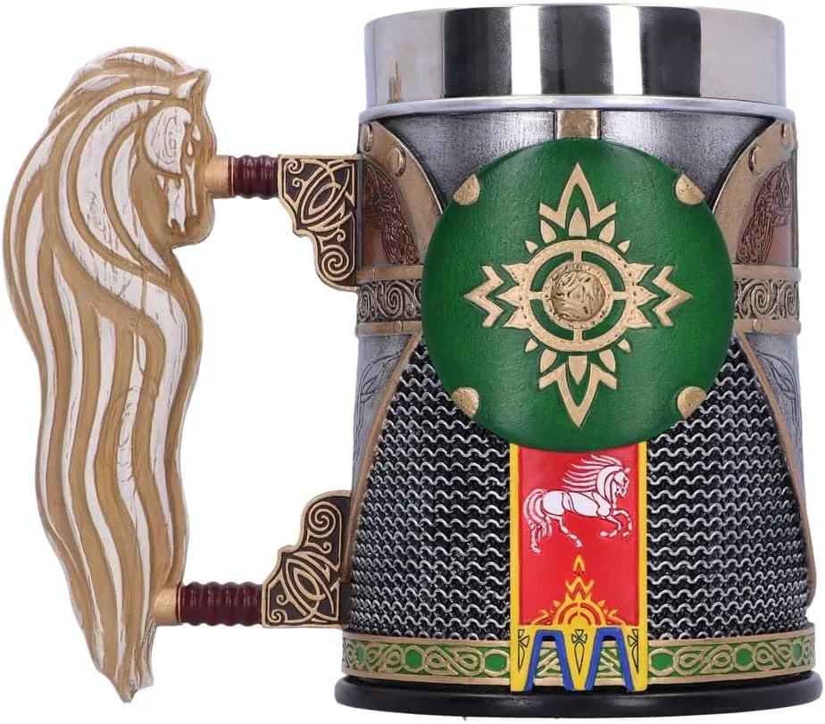 Nemesis Now Lord of the Rings Merchandise Tankard, Hand-Painted Resin Beer Mug with Removable Insert, 15.5cm - Rohan