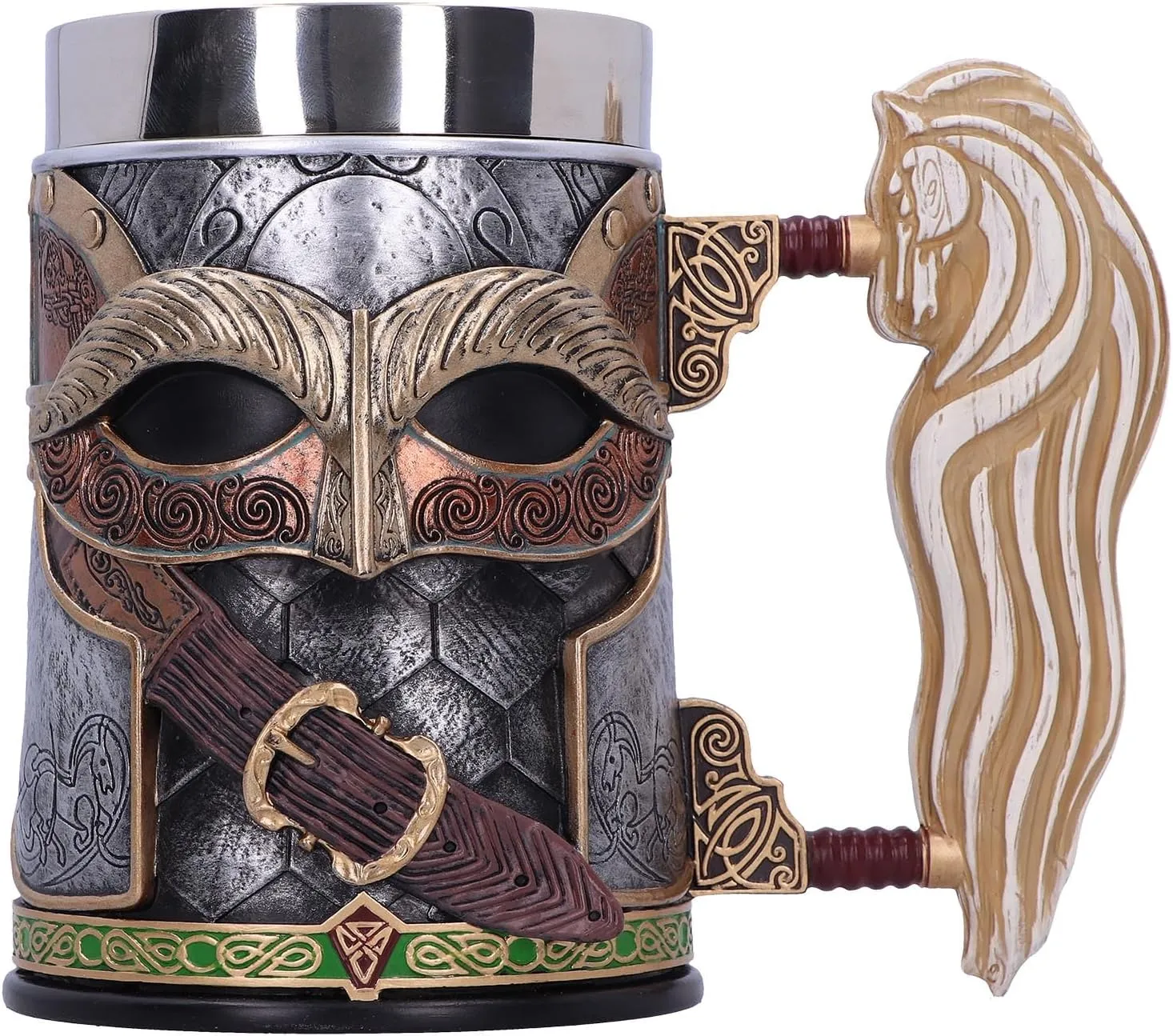 Nemesis Now Lord of the Rings Merchandise Tankard, Hand-Painted Resin Beer Mug with Removable Insert, 15.5cm - Rohan
