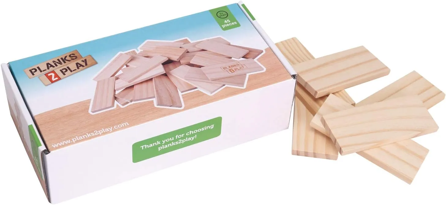 New Classic Toys P2EDP45 Wooden, 45 Pieces-Large Planks-Natural
