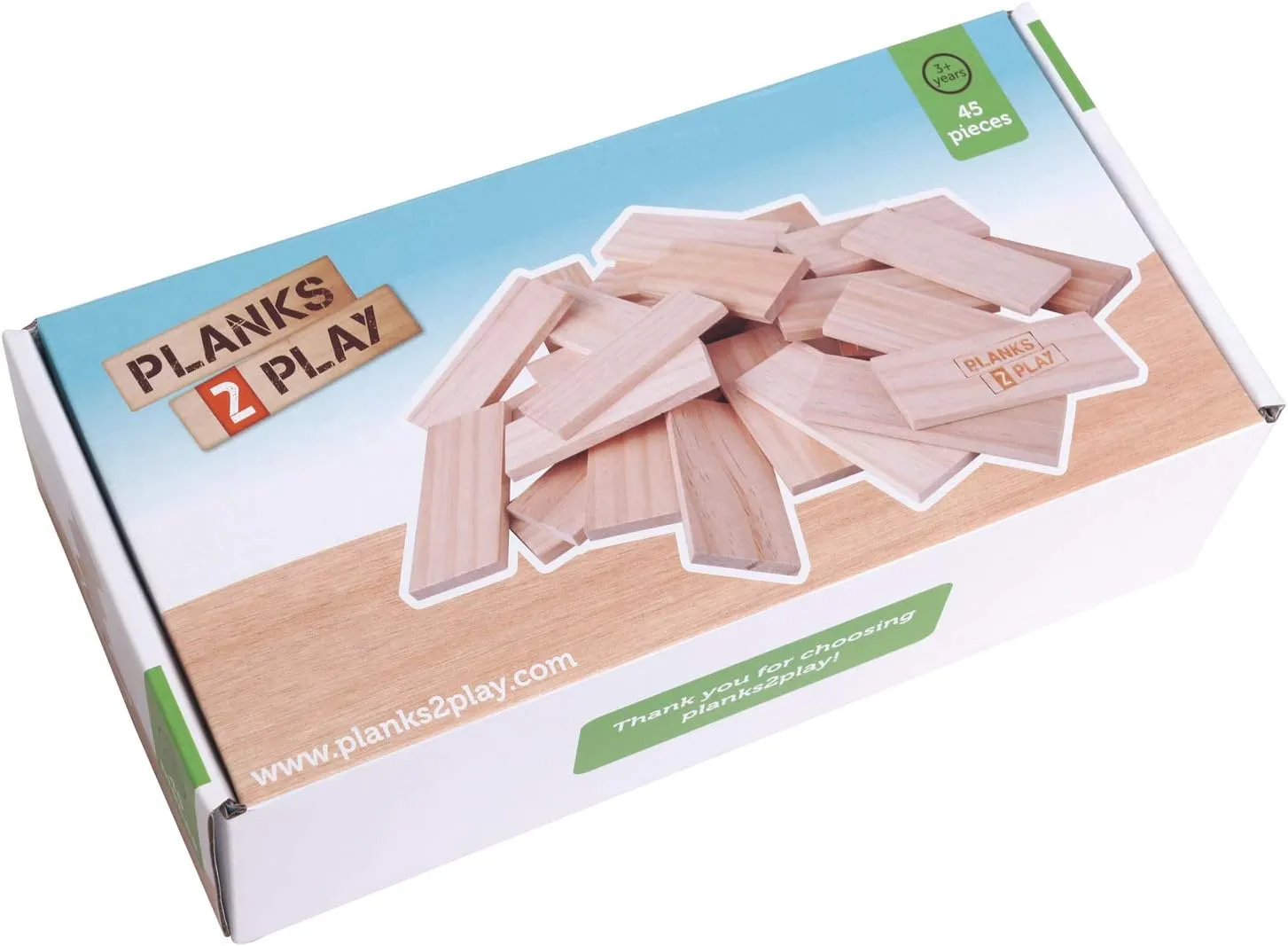 New Classic Toys P2EDP45 Wooden, 45 Pieces-Large Planks-Natural