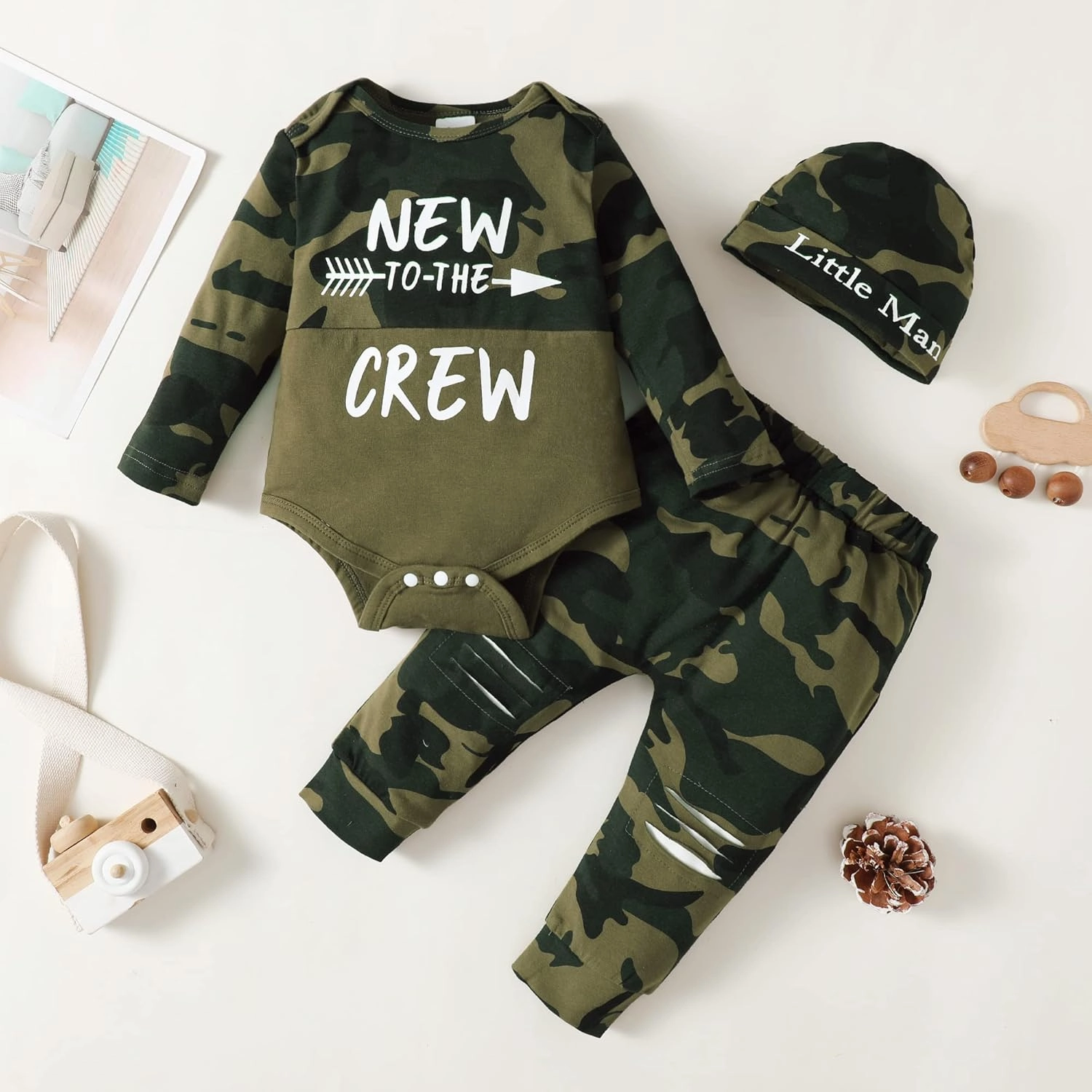 Newborn Infant Baby Boy Clothes Fall Winter Outfits New to The Crew Outfit Toddler Baby Boy Clothes Set