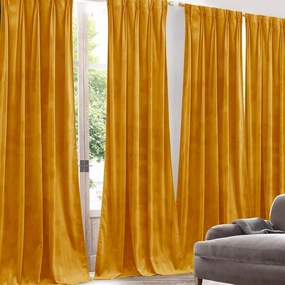 NICETOWN Halloween Warm Gold Velvet Curtains, Room Darkening Drapes for Drawing Room/Dining Room/Holiday Fete, Classic Privacy Protect Panels for Summer, Autumn & Winter (1 Pair, 95 inch)