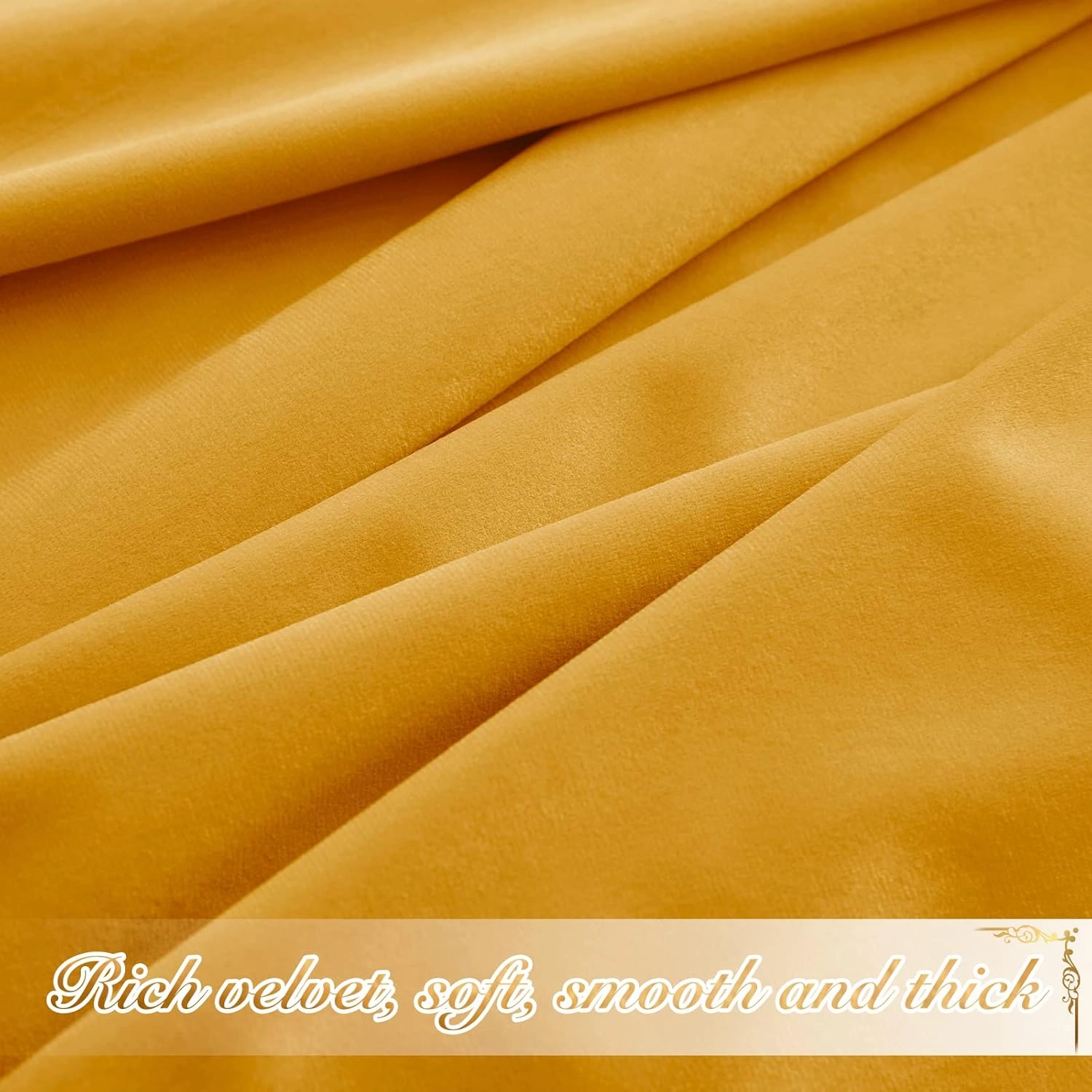 NICETOWN Halloween Warm Gold Velvet Curtains, Room Darkening Drapes for Drawing Room/Dining Room/Holiday Fete, Classic Privacy Protect Panels for Summer, Autumn & Winter (1 Pair, 95 inch)