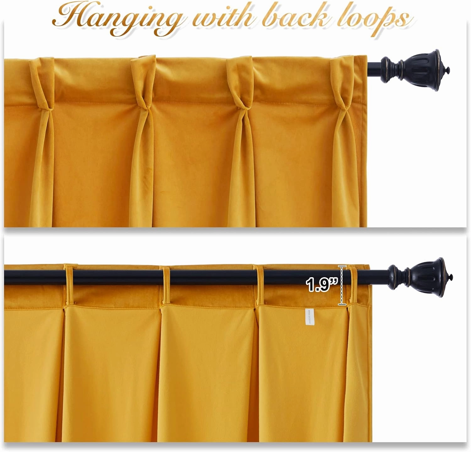 NICETOWN Halloween Warm Gold Velvet Curtains, Room Darkening Drapes for Drawing Room/Dining Room/Holiday Fete, Classic Privacy Protect Panels for Summer, Autumn & Winter (1 Pair, 95 inch)