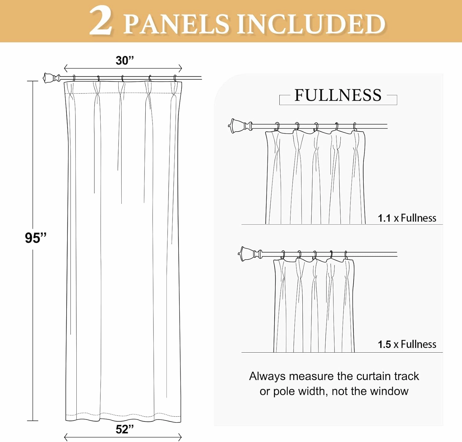 NICETOWN Halloween Warm Gold Velvet Curtains, Room Darkening Drapes for Drawing Room/Dining Room/Holiday Fete, Classic Privacy Protect Panels for Summer, Autumn & Winter (1 Pair, 95 inch)