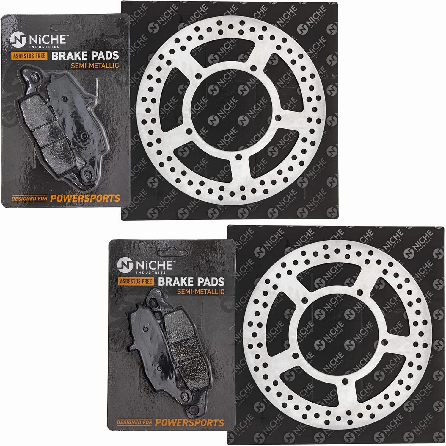 NICHE Front Brake Rotor Pad Kit Semi Metallic For Kawasaki Vulcan 1700 1600 Classic 43082-1237 43082-0050 41080-0095-CM