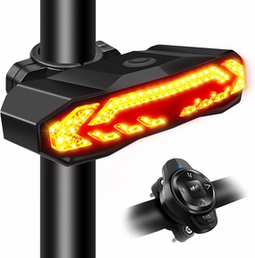 NineLeaf Smart Bike Tail Light with Turn Signals, Anti-Theft Bike Alarm with Electric Bell Automatic Brake Light,Remote Control Rear Light USB Rechargeable Safety Warning Cycling Light IP65 Waterproof