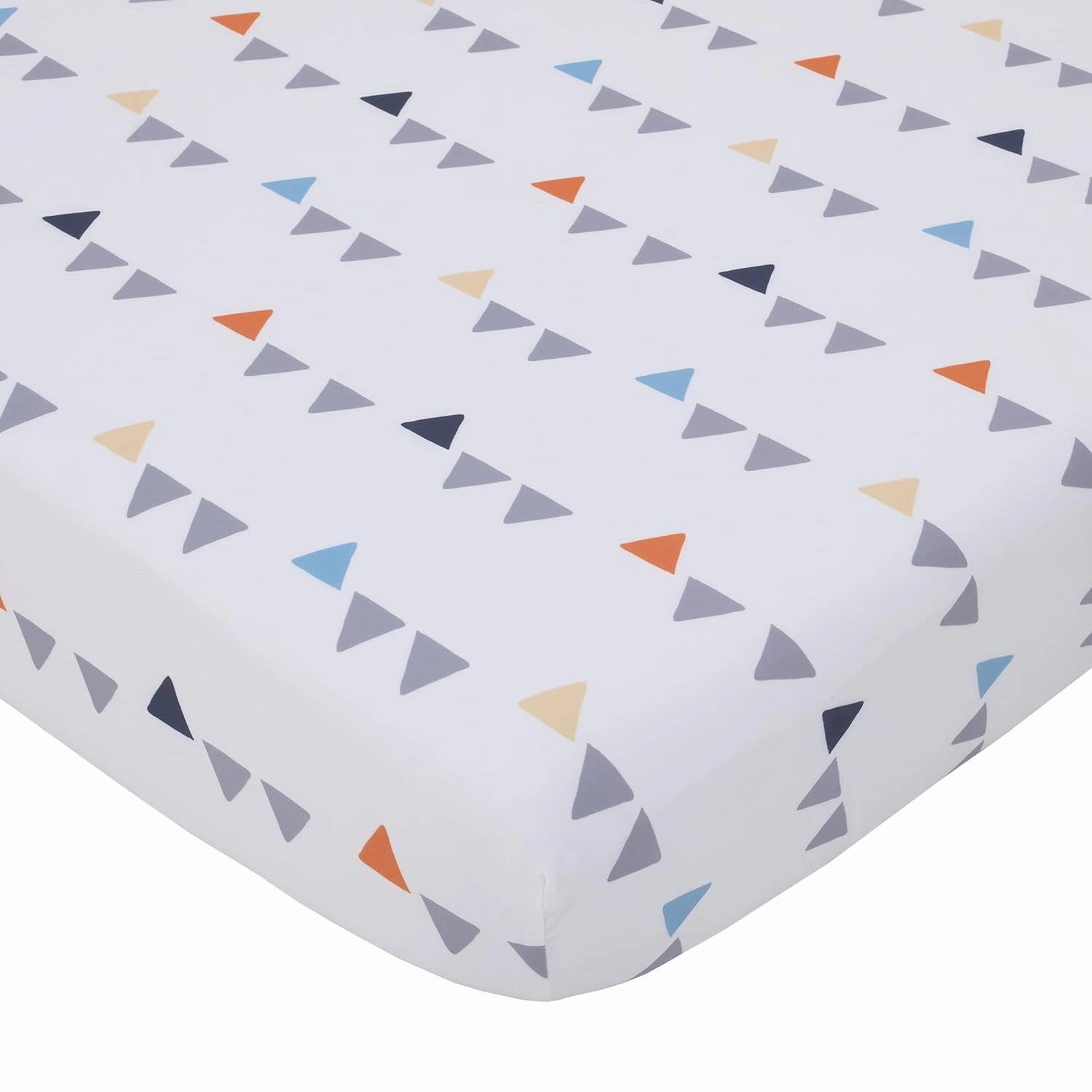 NoJo Little Love Navy, Orange, Grey and Yellow Triangles 3 Piece Crib Bedding Set - Comforter, Fitted Crib Sheet and Dust Ruffle