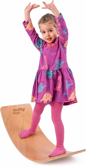 NUTTY TOYS Montessori Wooden Wobble Board for Kids & Adults -100% Natural Wood Balance Board Toddler Balancing Toy Unique Boy & Girl Open Ended Toy Best Christmas Stocking Stuffer Gifts Idea 2024