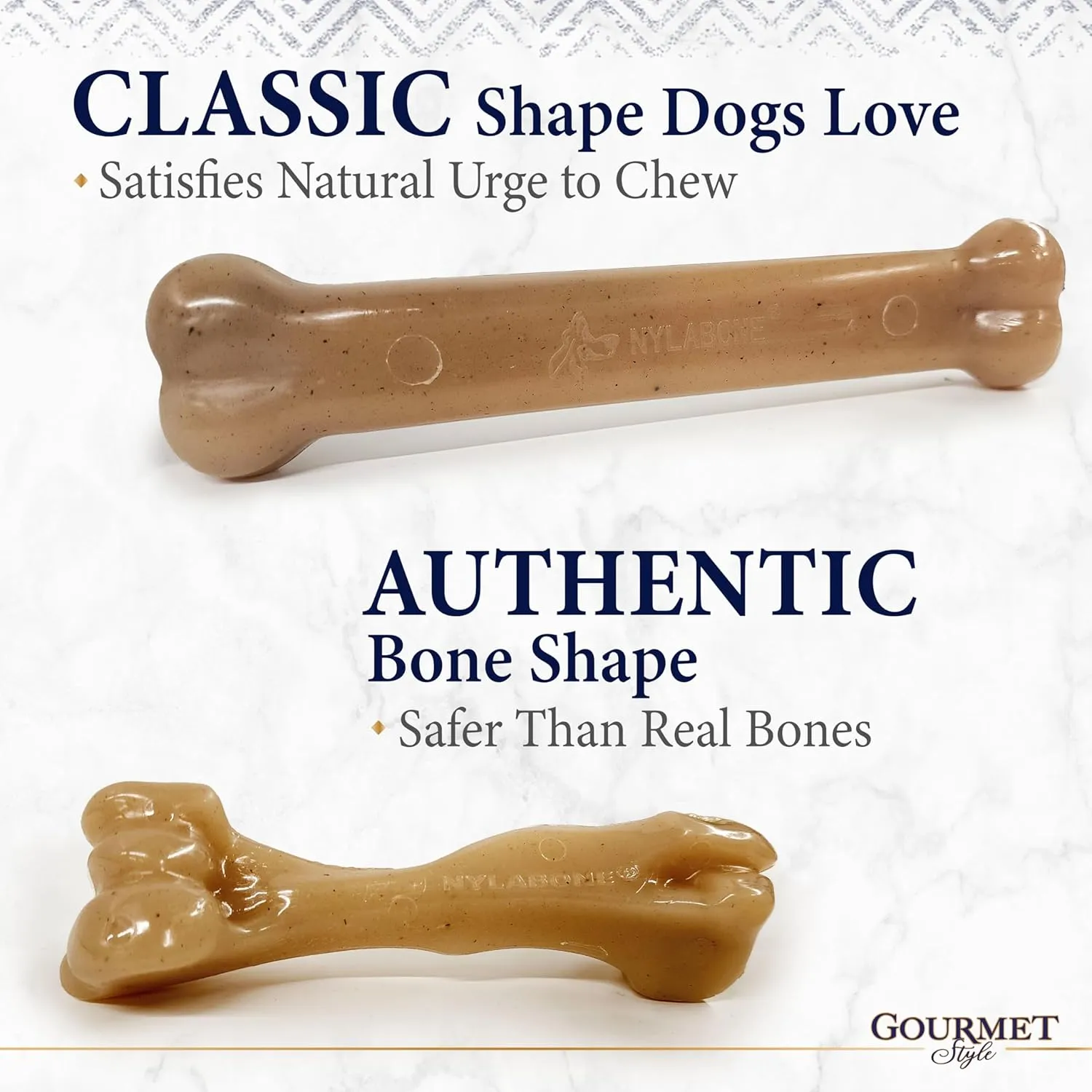 Nylabone Gourmet Style Strong Chew Toy Bundle, Toys for Dogs, Baby Back Ribs & Aged Cheddar Flavor, Large - Up to 50 lbs, 3 Pack