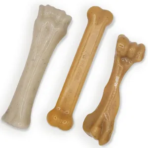 Nylabone Gourmet Style Strong Chew Toy Bundle, Toys for Dogs, Baby Back Ribs & Aged Cheddar Flavor, Large - Up to 50 lbs, 3 Pack