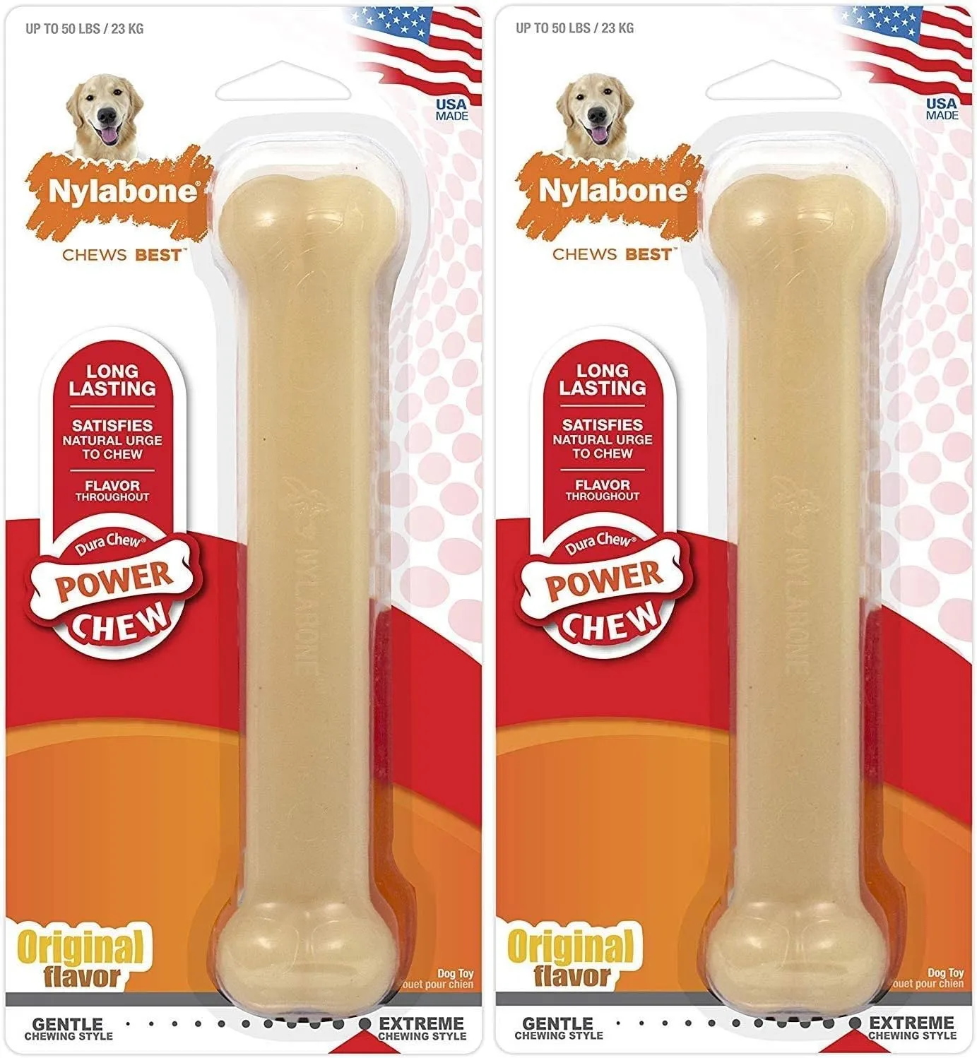 Nylabone Original Bone Dog Chew Toy [Set of 2] Size: Giant