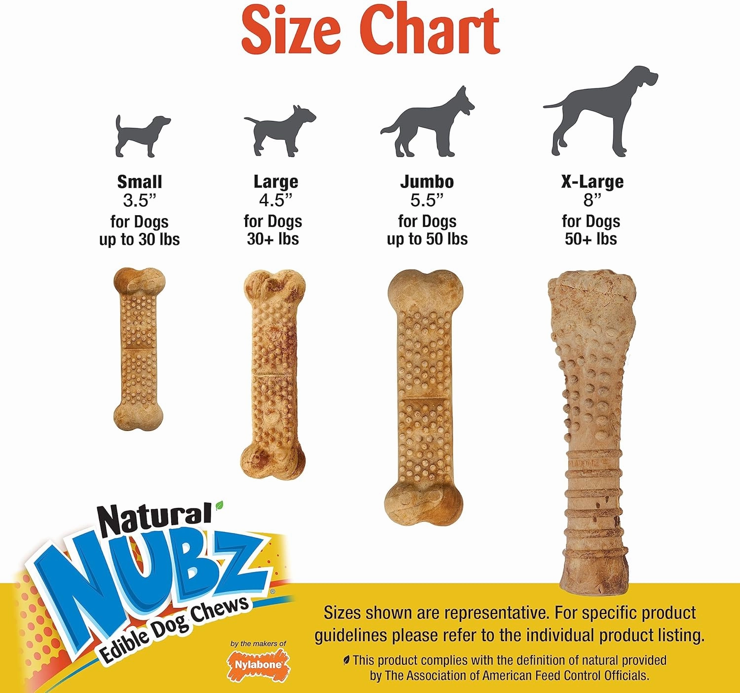 Nylabone Nubz Natural Edible Dog Chew Treats for Large Dogs, Long Lasting Dog Bones Made in USA, Chicken Flavor Dental Chews, For Dogs Up to 50 lbs. (18 Count)