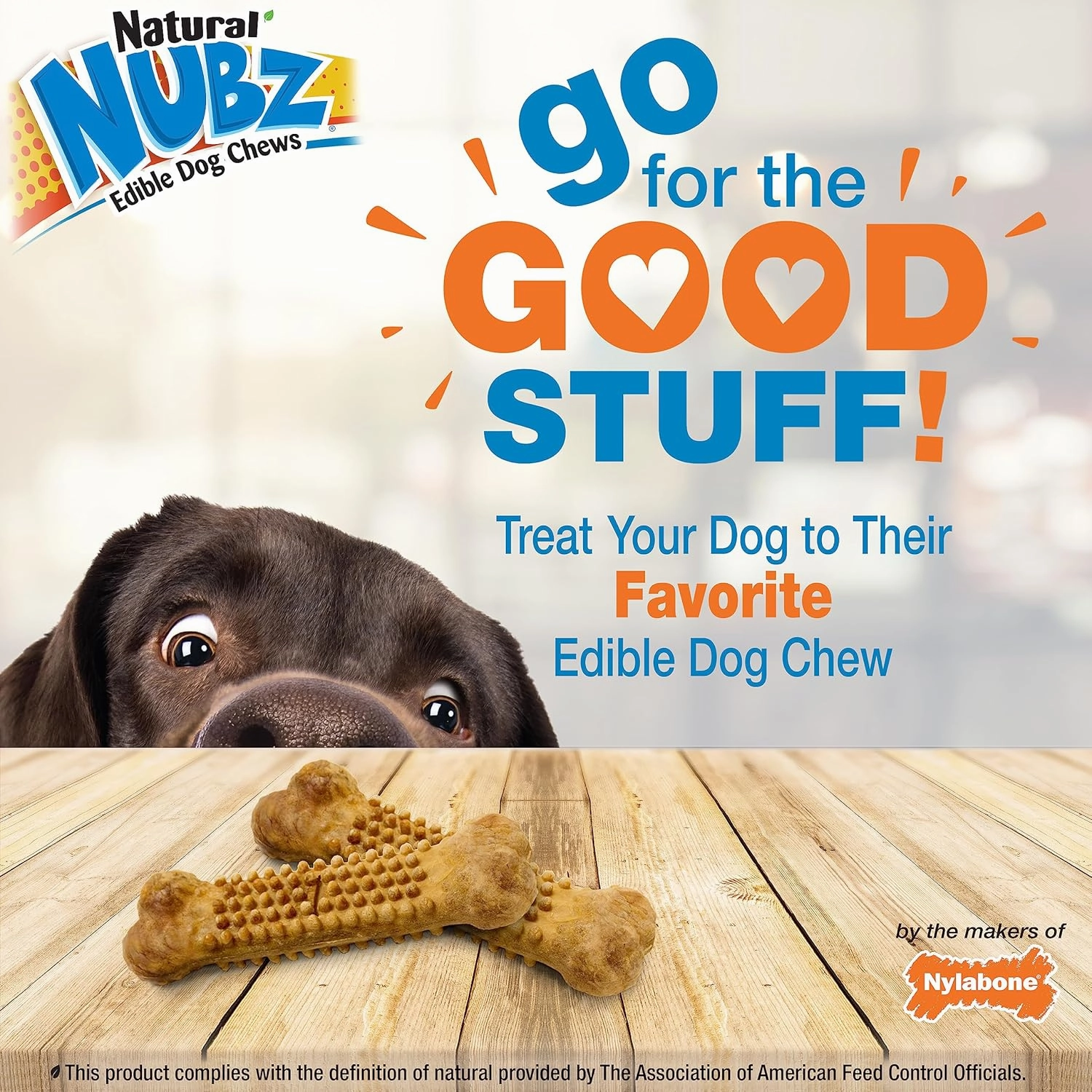 Nylabone Nubz Natural Edible Dog Chew Treats for Large Dogs, Long Lasting Dog Bones Made in USA, Chicken Flavor Dental Chews, For Dogs Up to 50 lbs. (18 Count)