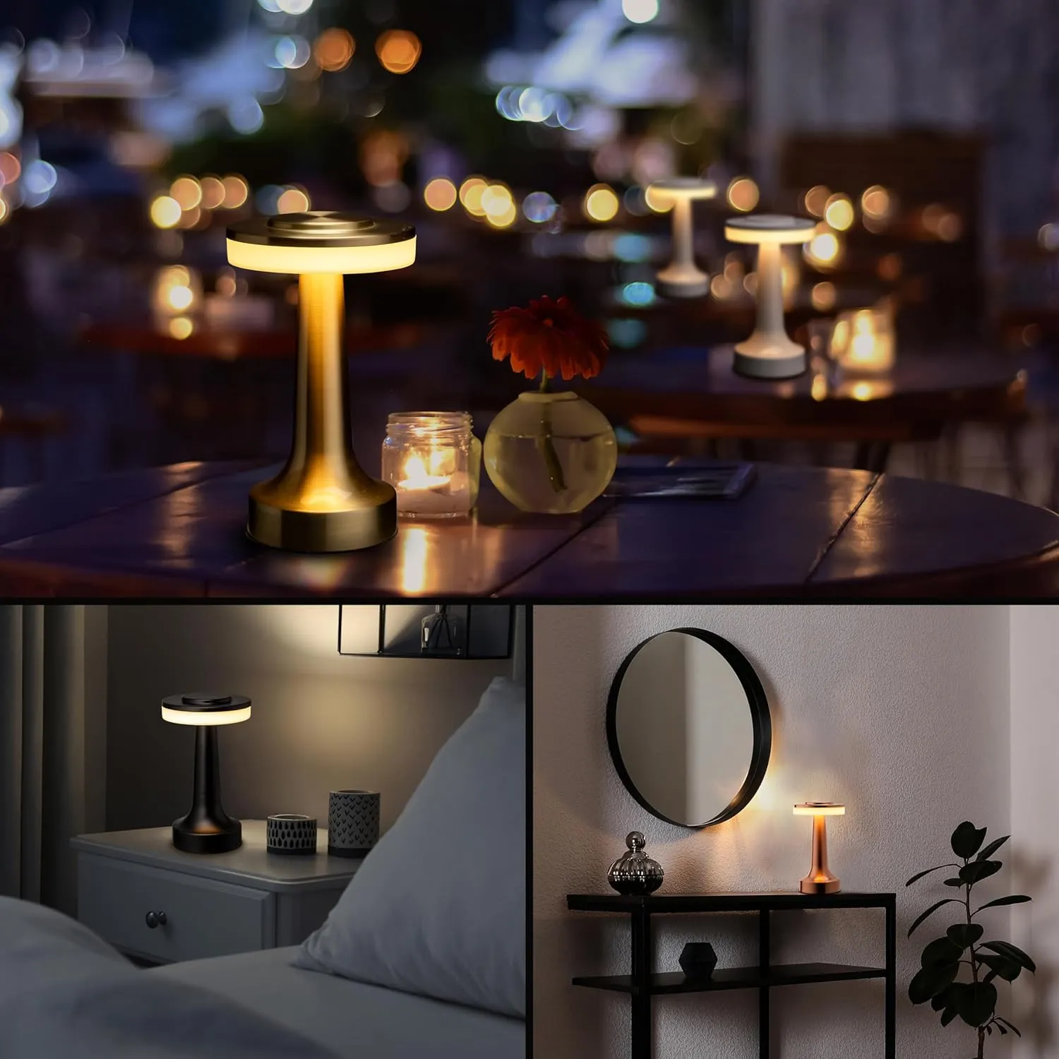 O’Bright Portable LED Table Lamp with Touch Sensor, 3-Levels Brightness, Rechargeable Battery Up to 48 Hours Usage, Night Light for Kids Nursery, Nightstand Lamp, Bedside Lamp (Silver)