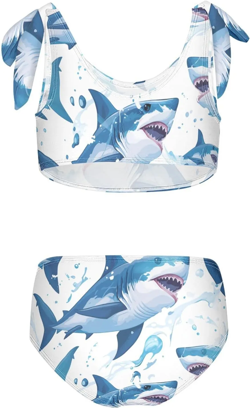 Ocean Fish sea Masco Girls' Two Pieces Kids Bikini Set Beach Bathing Suit Swimming Suits Cute Shoulder Strap