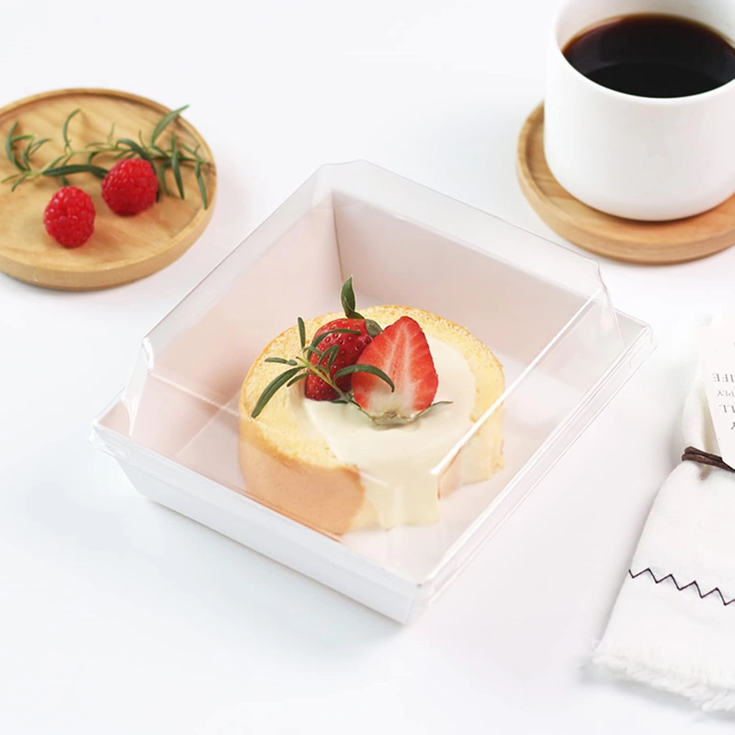 Ocmoiy Small Charcuterie Boxes with Clear Lids, To Go Paper Disposable Food Containers, 5 Inches Bakery Dessert Boxes for Sandwich, Cookie, Pastry, Cake Slice (White, 50ct)