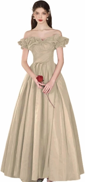 Off The Shoulder Strapless Prom Dress for Women A Line Long Elegant Evening Ball Gown 2025