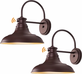 Oil Rubbed Bronze Dusk to Dawn LED Outdoor Barn Lights - Farmhouse Gooseneck Exterior Wall Lighting Fixture, 12" Porch Lights, Outside Wall Lights for House Garage Patio Doorway (13W 2700K), 2 Pack