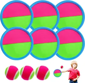 OJYUDD 9 Pcs Ball Catch Set Games Toss Paddle,Toss and Catch Ball Game Set,Beach Toys Back Yard Outdoor Lawn Backyard Throw Sticky Set
