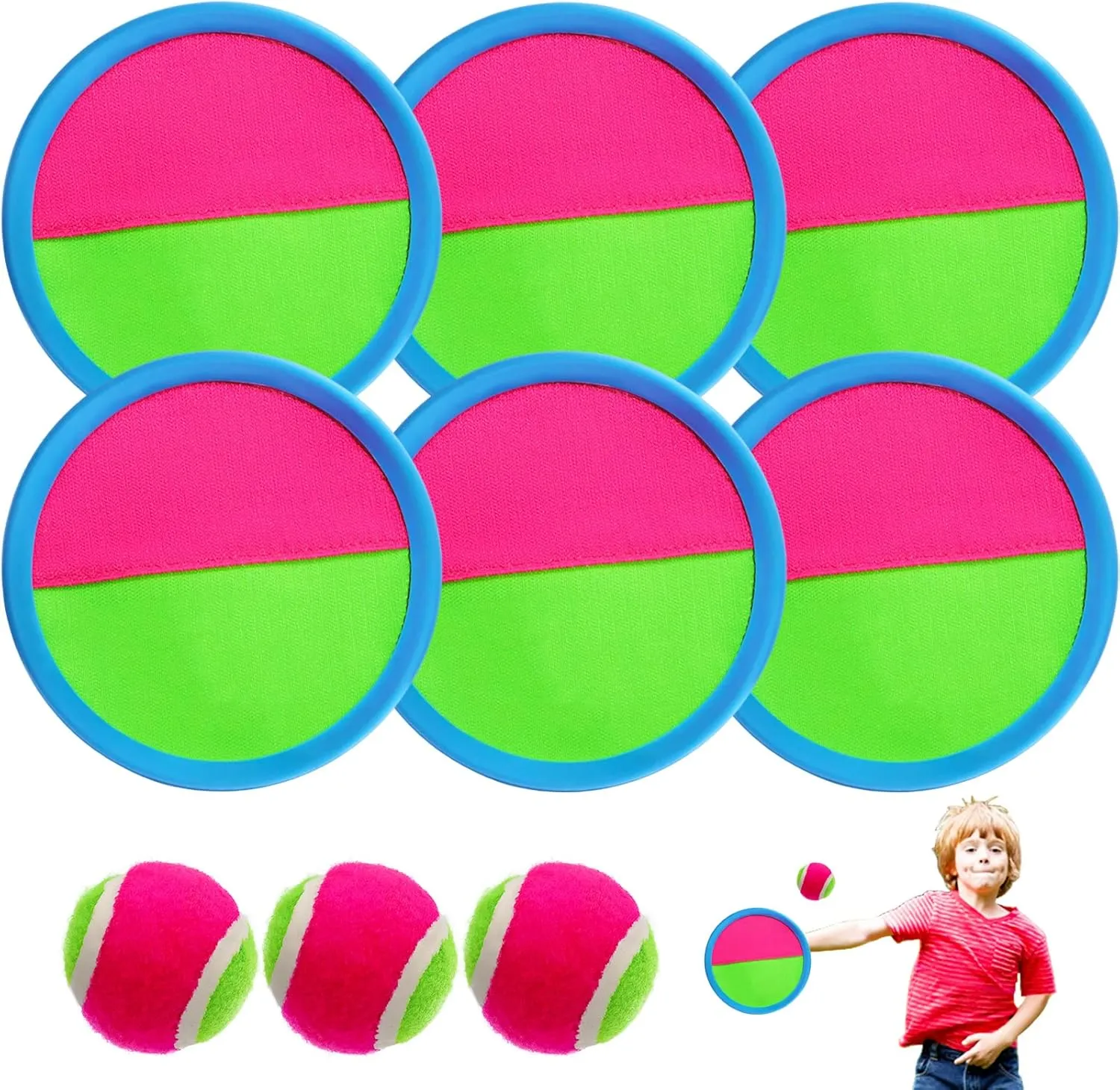 OJYUDD 9 Pcs Ball Catch Set Games Toss Paddle,Toss and Catch Ball Game Set,Beach Toys Back Yard Outdoor Lawn Backyard Throw Sticky Set